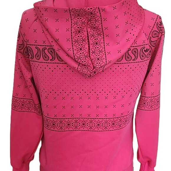 Adidas, Zip, Hoodie, Pockets, Pink & Black Paisley Pattern, XL, Age 14-16, Track - Picture 2 of 5